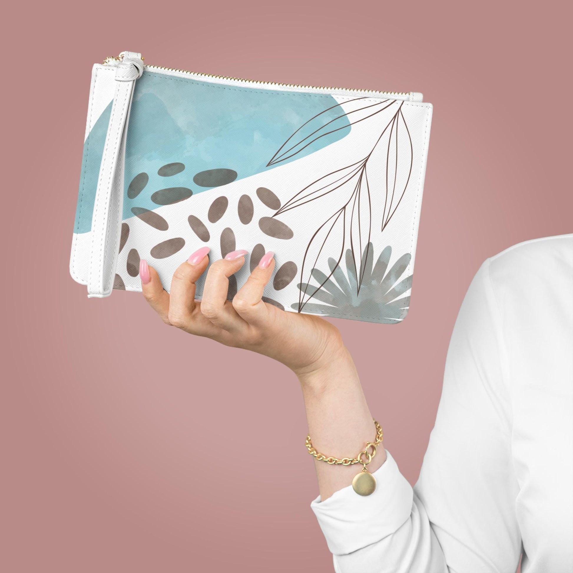 Modern Turquosie Print Minimalist Clutch Bag Stylish Purse for Women Ideal for Events or Everyday Use Perfect Gift, Artistically Designed - A Kingdom Lifestyle