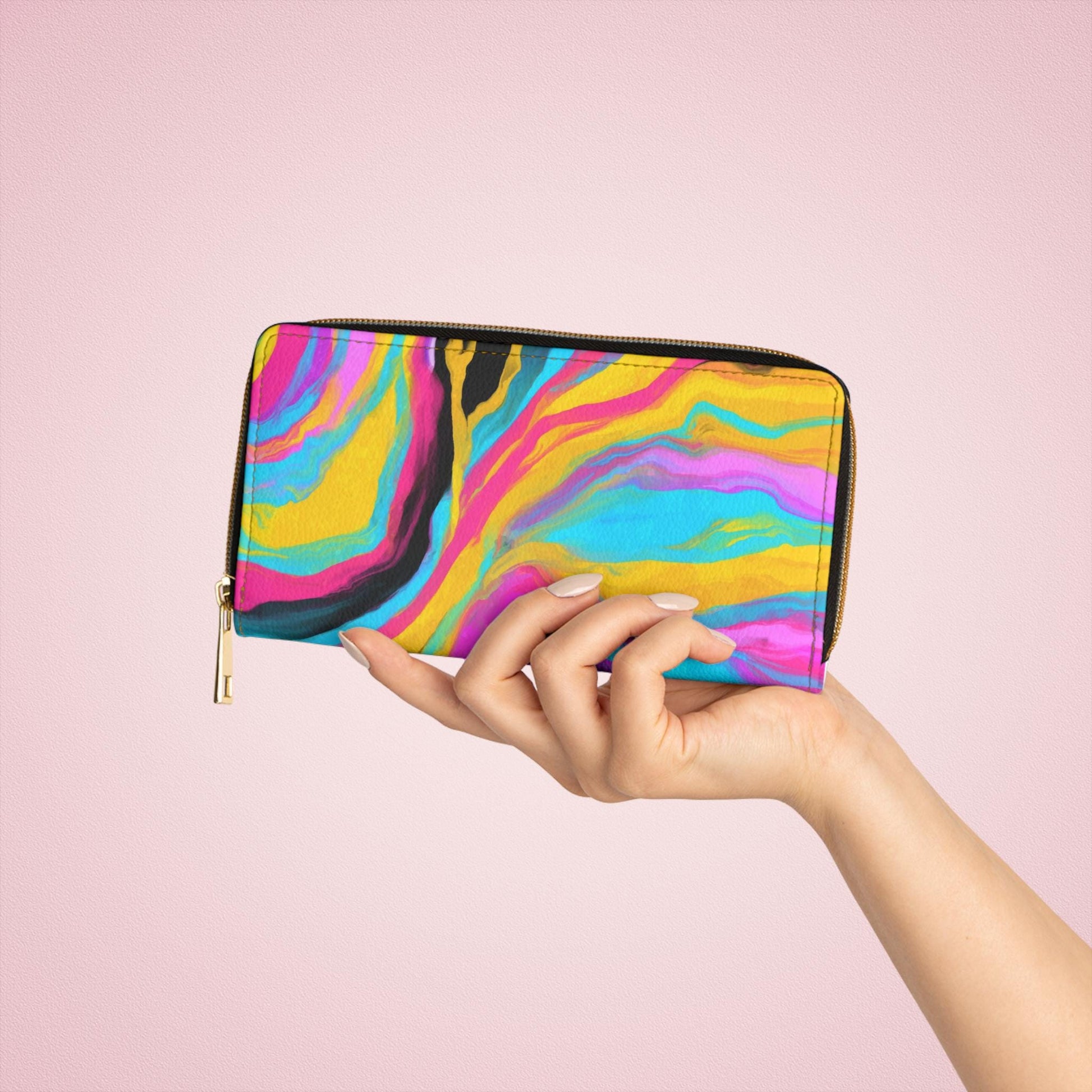 Colorful Abstract Zipper Wallet, Artistic Purse for Women, Vibrant Coin Case, Unique Gift for Birthdays, Travel Accessory - A Kingdom Lifestyle