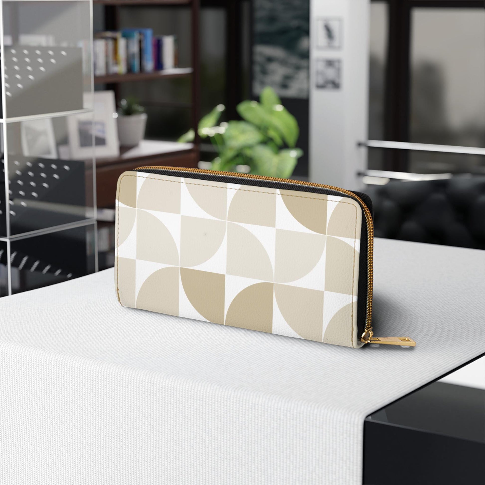 Modern Geometric Zipper Wallet, Stylish Organizer, Gift for Her, Chic Clutch, Essential Travel Accessory Minimalist Design - A Kingdom Lifestyle
