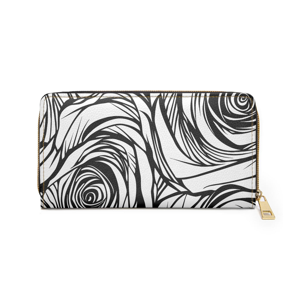 Black and White Rose Zipper Wallet, Elegant Purse for Women, Stylish Coin Case, Gift for Her, Perfect for Travel and Everyday Use - A Kingdom Lifestyle