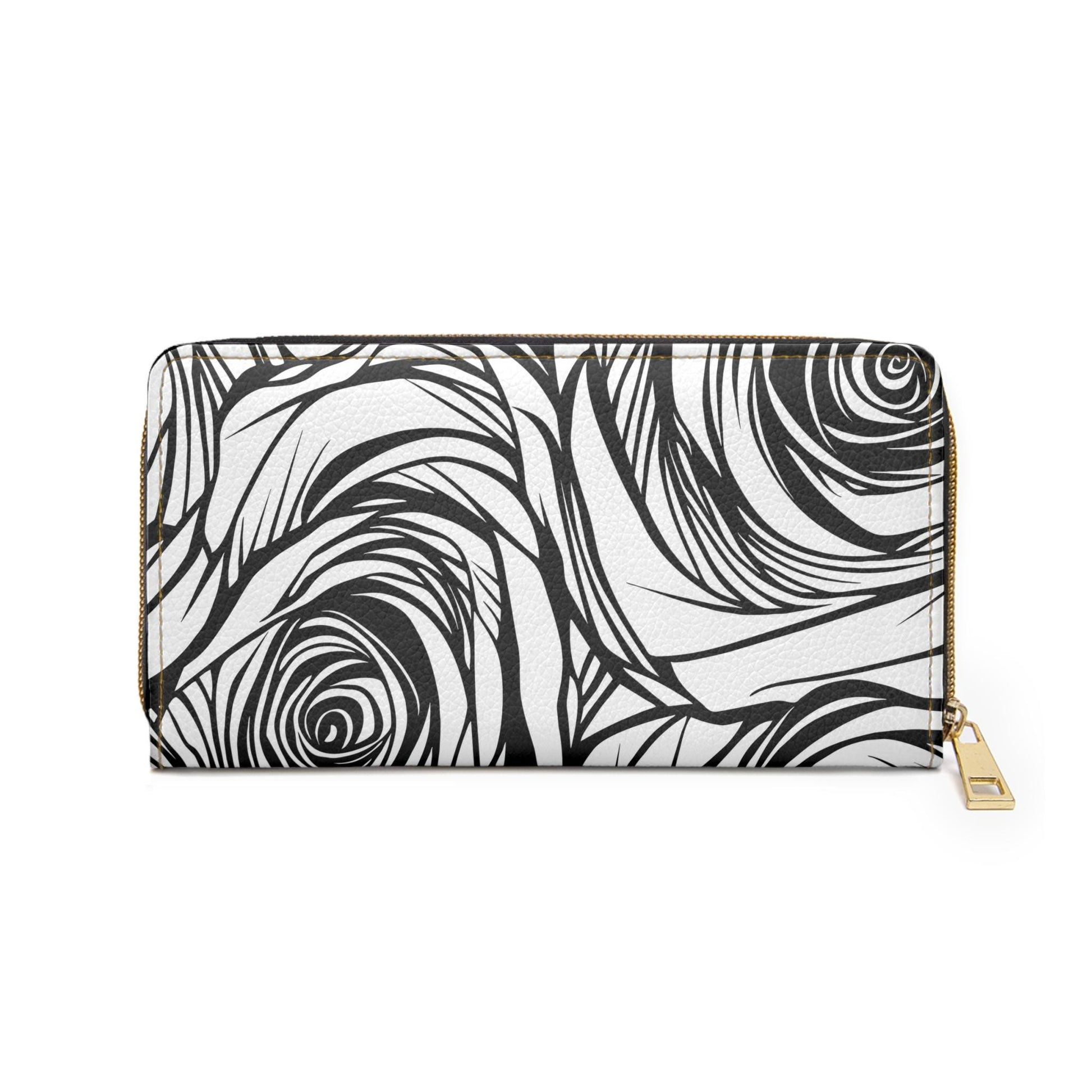 Black and White Rose Zipper Wallet, Elegant Purse for Women, Stylish Coin Case, Gift for Her, Perfect for Travel and Everyday Use - A Kingdom Lifestyle