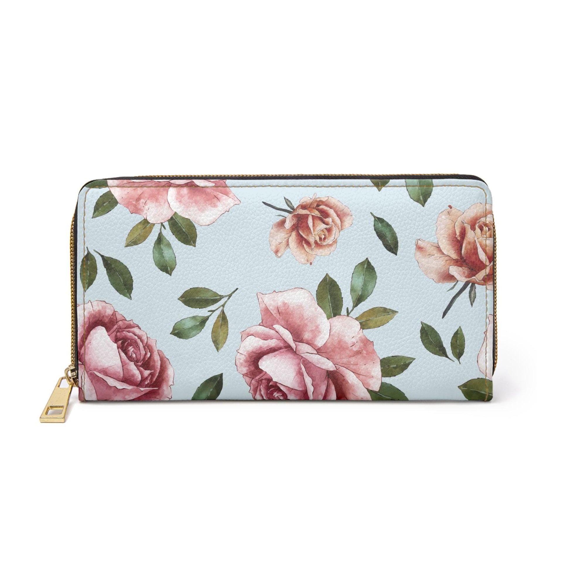Rose Floral Zipper Wallet Elegant Rose Print Purse for Women Stylish Coin Holder, Gift for Her Mothers Day Birthday - A Kingdom Lifestyle