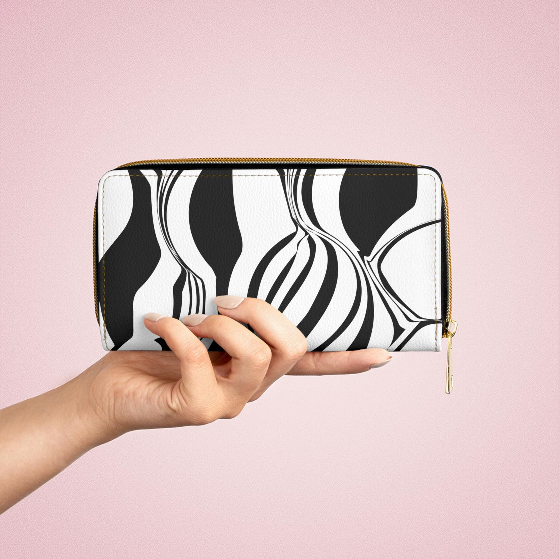 Modern Black and White Chic Zipper Wallet Minimalist Wallet Stylish Coin Purse Trendy Gift for Her Fashion Accessory for Everyday - A Kingdom Lifestyle