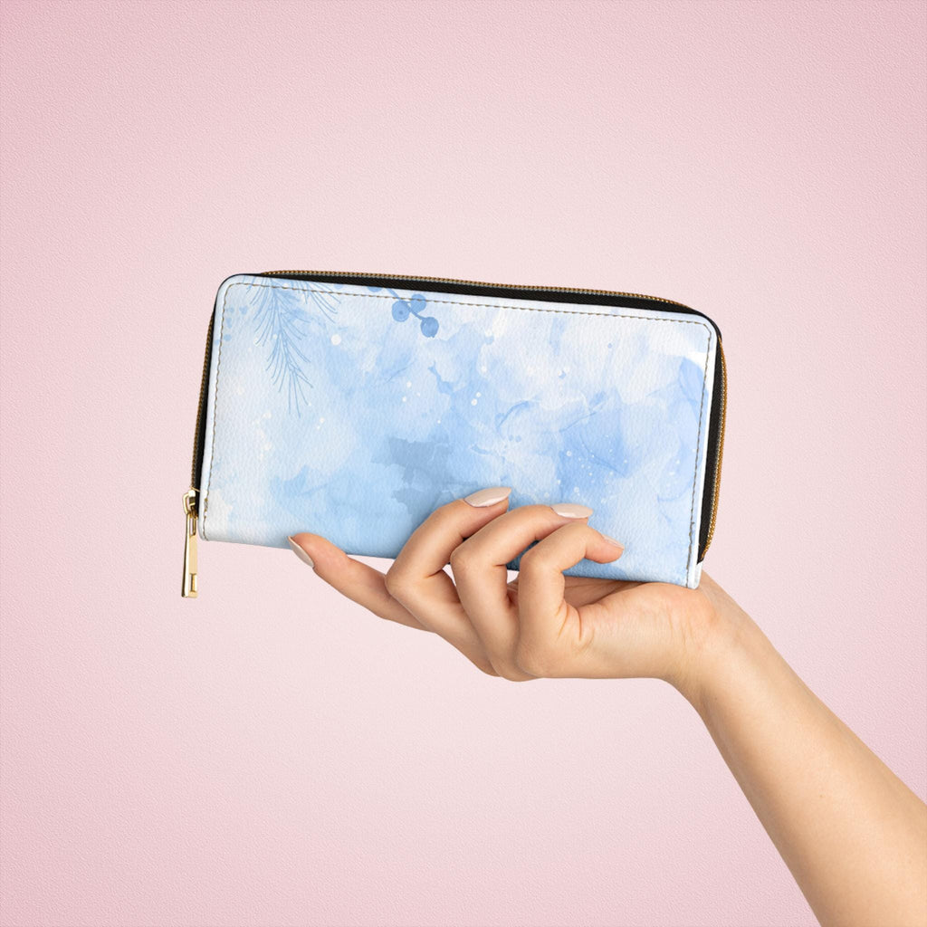 Watercolor Blue Zipper Wallet, Stylish Purse for Fashion Lovers, Ideal for Gifts, Travel, Everyday Use, Womens Accessories - A Kingdom Lifestyle