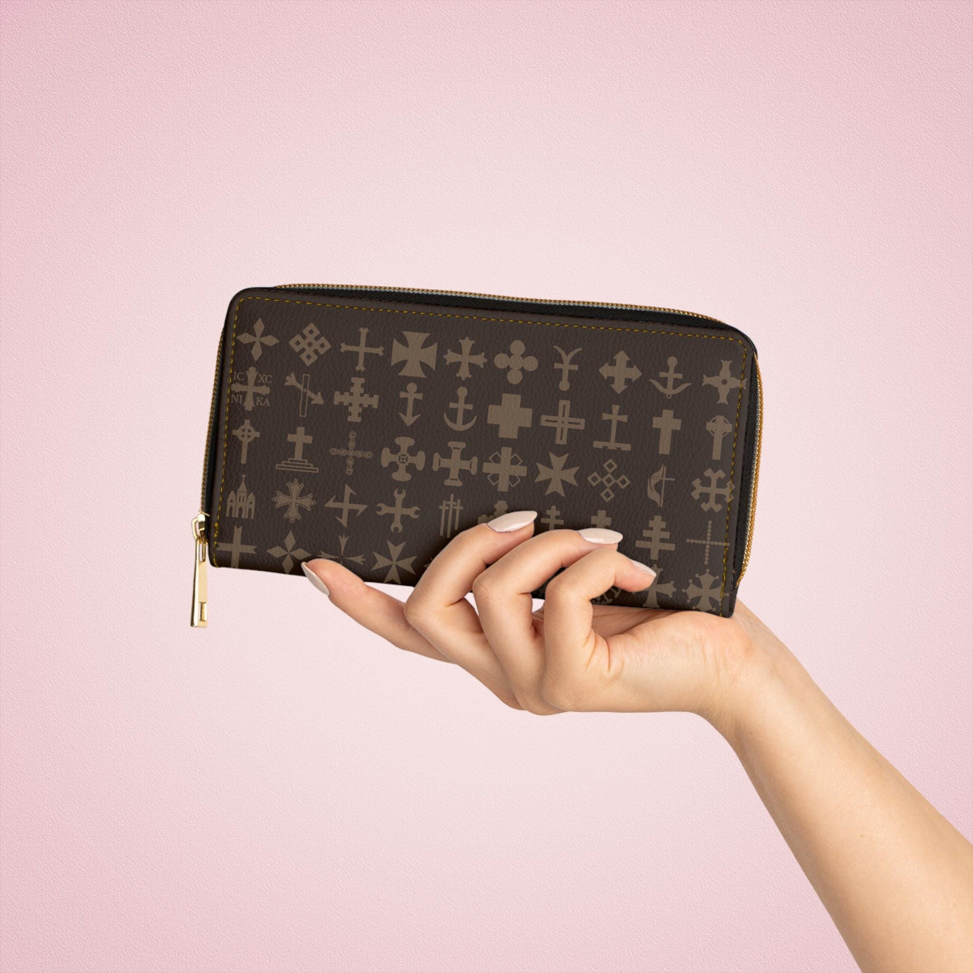Chic Cross Pattern Zipper Wallet, Stylish Organizer for Everyday Use, Gift for Her, Travel Essential, Trendy Accessory, Perfect for Holidays - A Kingdom Lifestyle