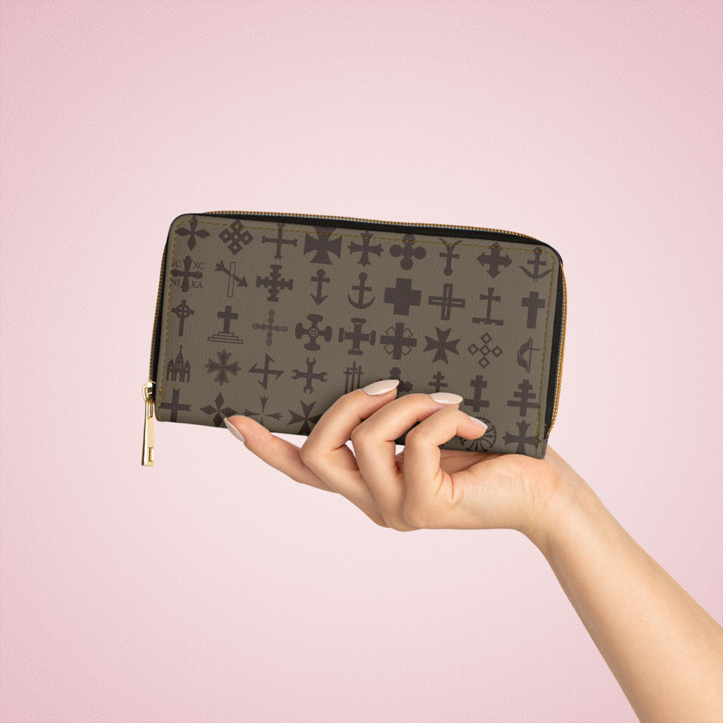 Stylish Cross Print Zipper Wallet with Unique Cross Design, Perfect for Travel, Gifts, Everyday Use, Holidays, Minimalist Fashion - A Kingdom Lifestyle