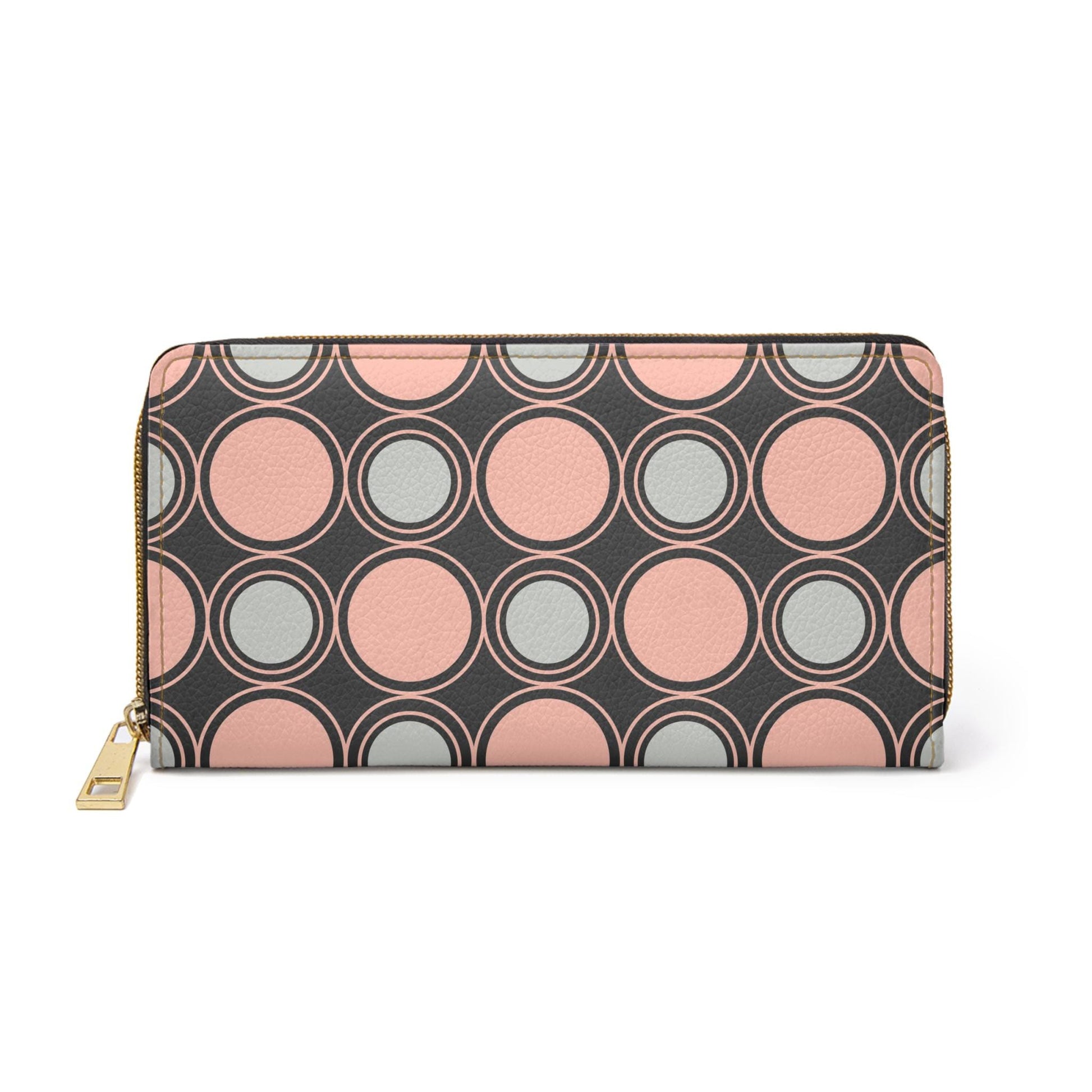 Chic Circle Print Zipper Wallet, Stylish Coin Purse, Perfect for Everyday Use, Great Gift for Her, Unique Patterned Clutch, Travel Accessory - A Kingdom Lifestyle