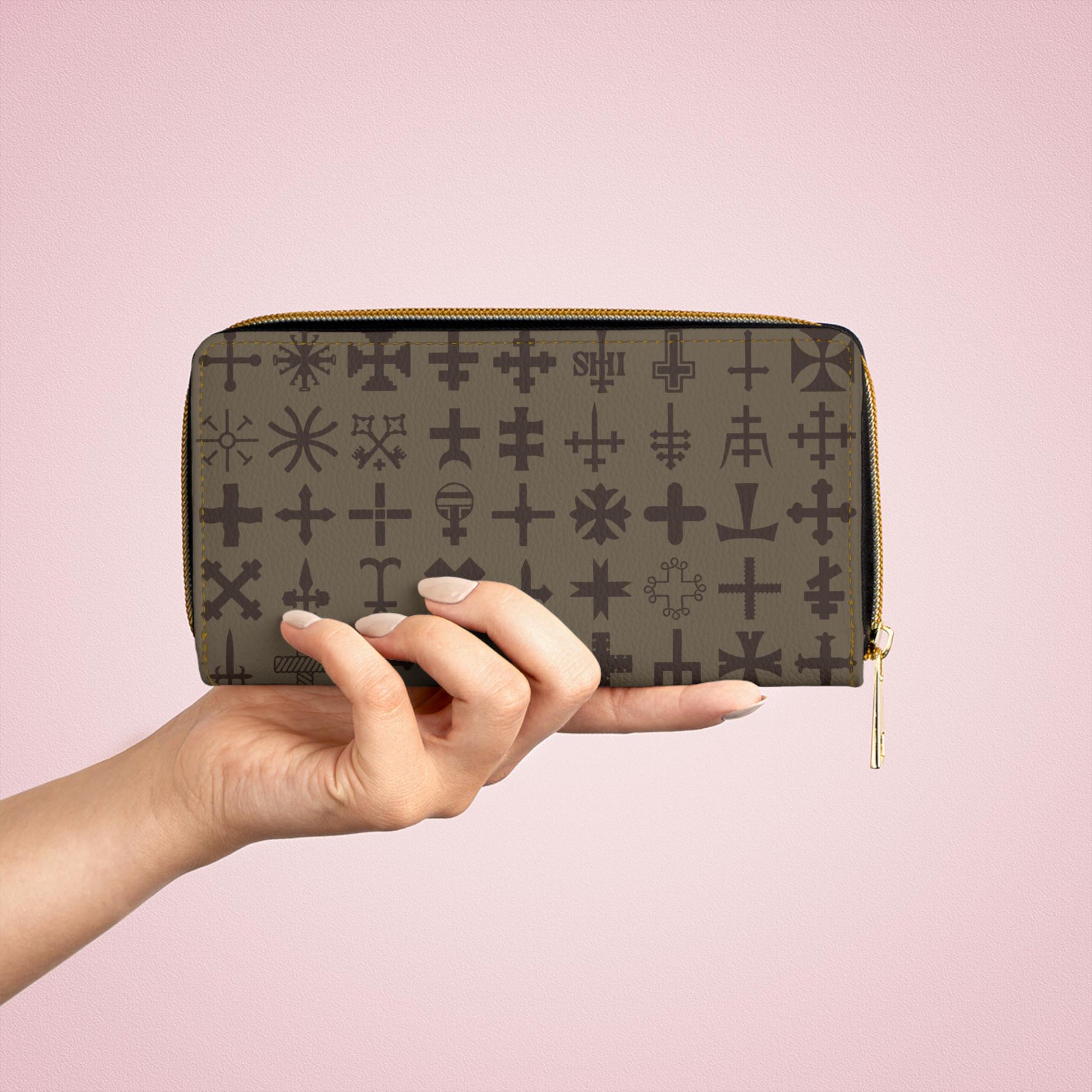 Stylish Cross Print Zipper Wallet with Unique Cross Design, Perfect for Travel, Gifts, Everyday Use, Holidays, Minimalist Fashion - A Kingdom Lifestyle