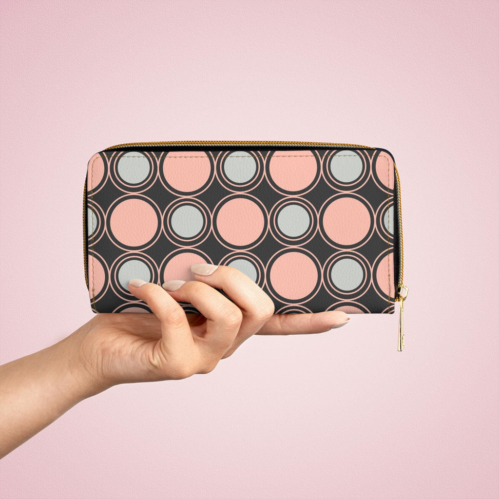 Chic Circle Print Zipper Wallet, Stylish Coin Purse, Perfect for Everyday Use, Great Gift for Her, Unique Patterned Clutch, Travel Accessory - A Kingdom Lifestyle