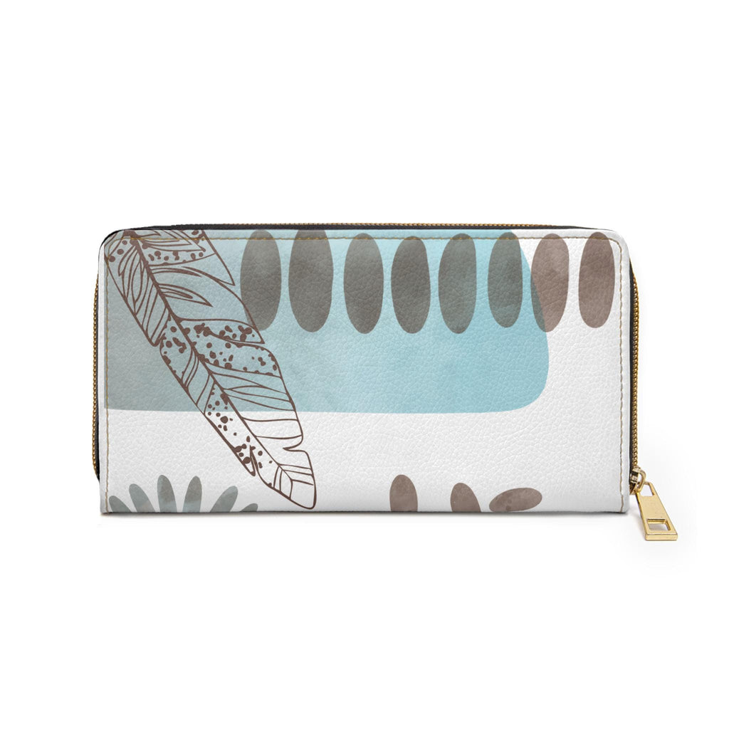 Chic Turquosie Mod Zipper Wallet with Floral Design, Stylish Purse, Everyday Accessory, Gift for Her, Travel Wallet, Functional Clutch - A Kingdom Lifestyle