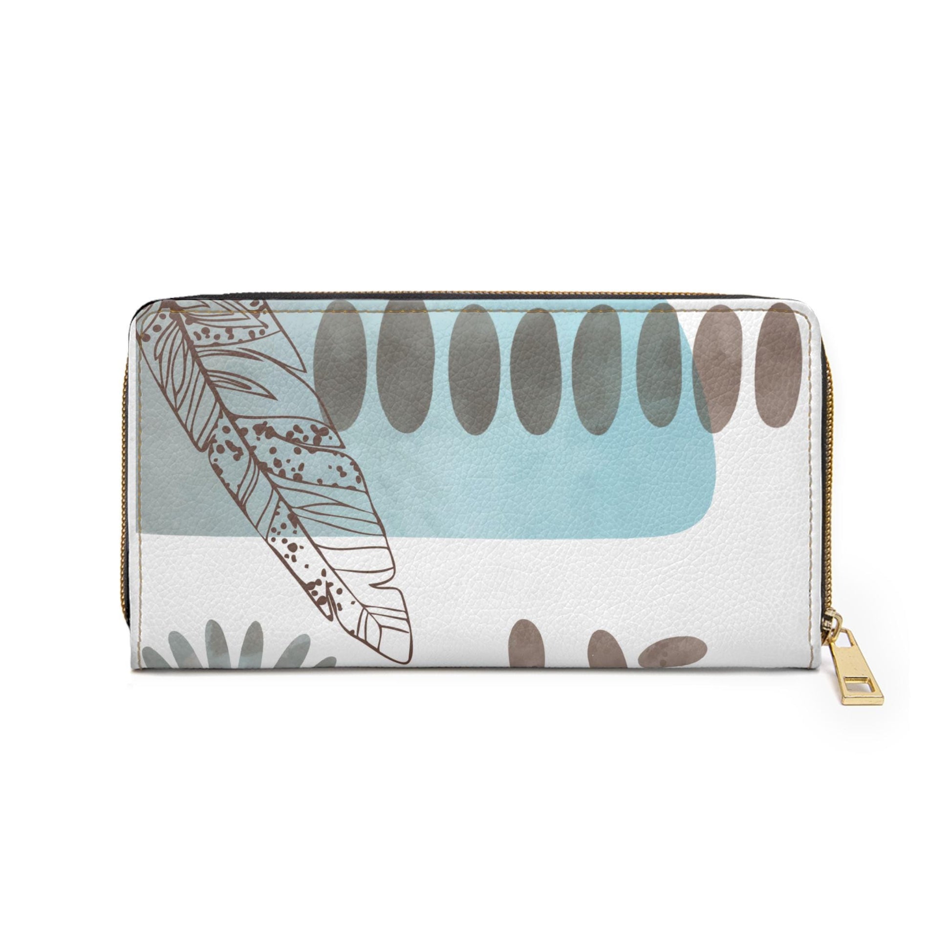 Chic Turquosie Mod Zipper Wallet with Floral Design, Stylish Purse, Everyday Accessory, Gift for Her, Travel Wallet, Functional Clutch - A Kingdom Lifestyle
