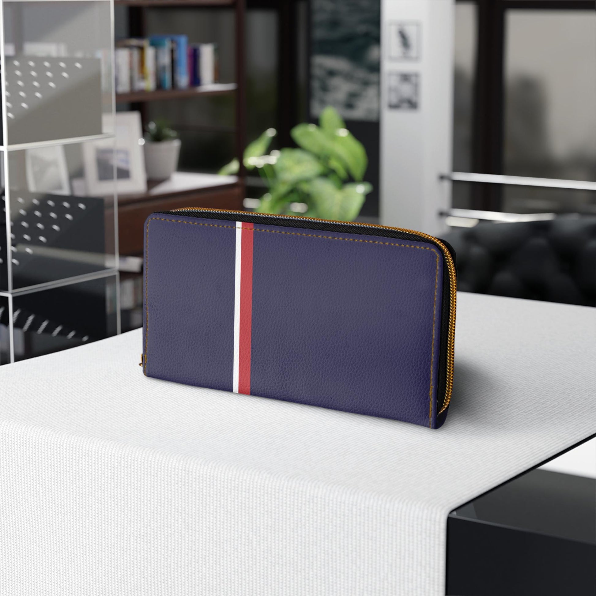 Navy Stripe Zipper Wallet Stylish Clutch, Gifts for Her, Everyday Organizer, Travel Accessory, Modern Purse - A Kingdom Lifestyle