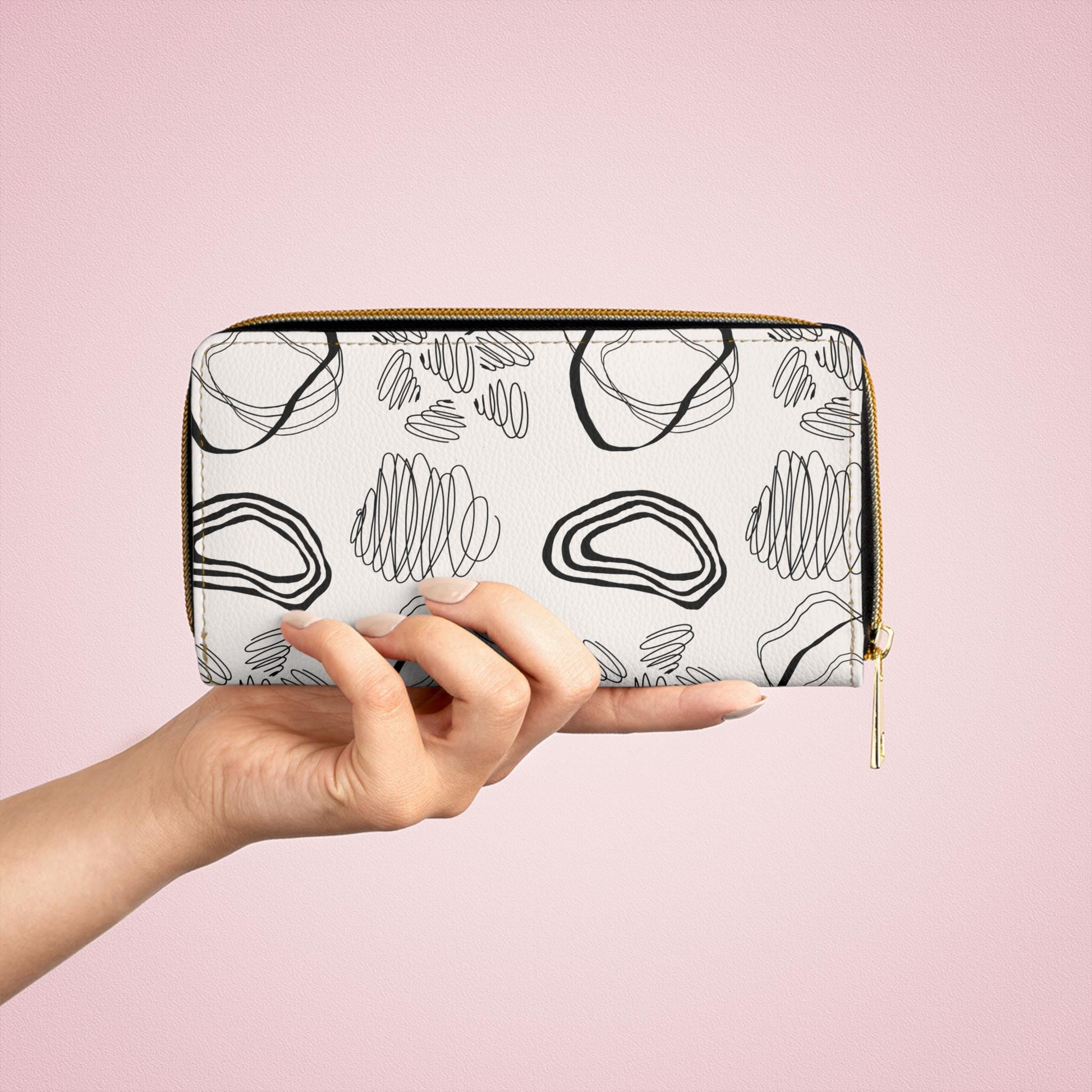 Modern Abstract Zipper Wallet, Minimalist Purse, Graphic Wallet, Stylish Organizer, Chic Gift for Her, Everyday Essentials - A Kingdom Lifestyle