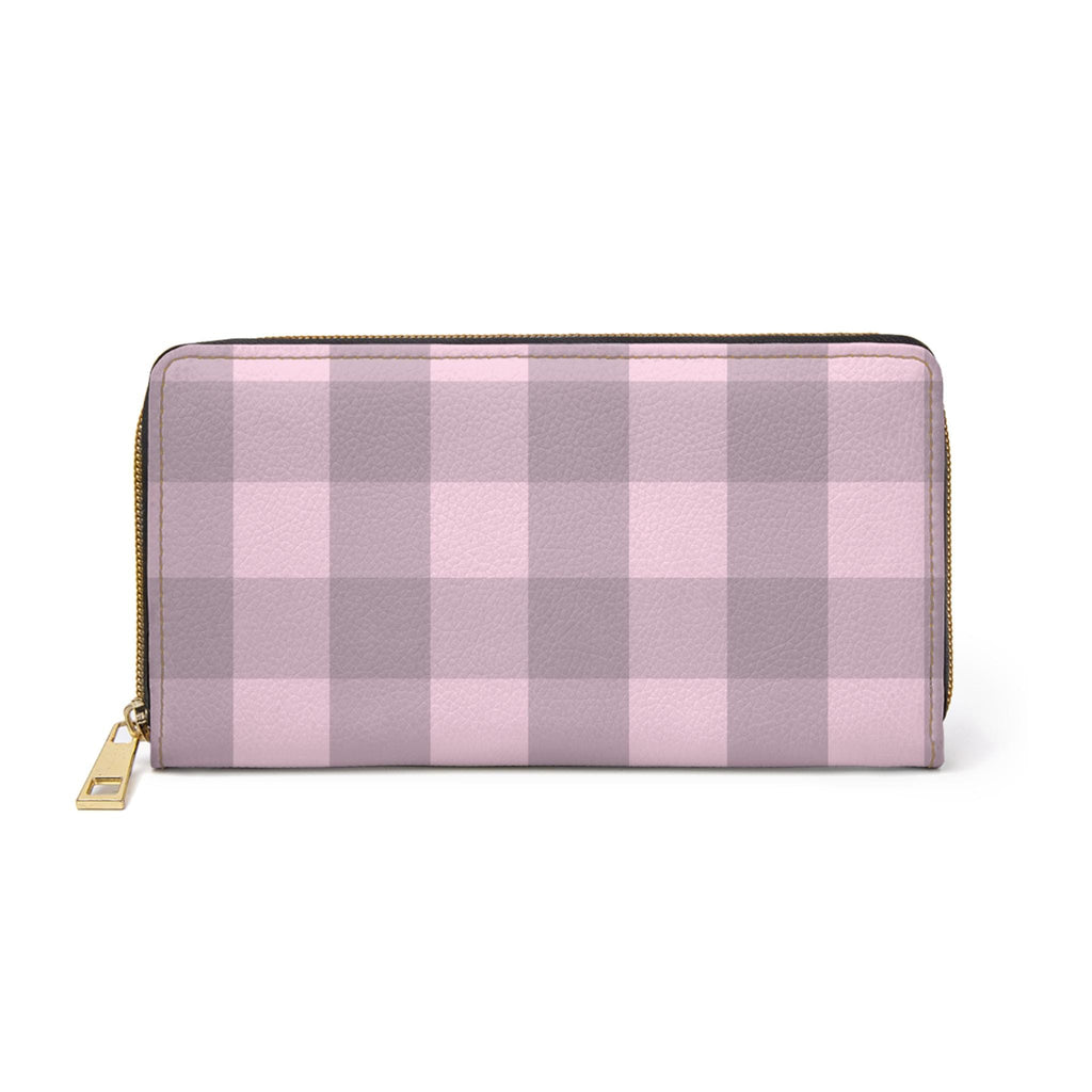 Chic Pink Plaid Zipper Wallet, Women's Accessories, Cute Organizer, Birthday Gift, Everyday Use, Stylish Purse - A Kingdom Lifestyle