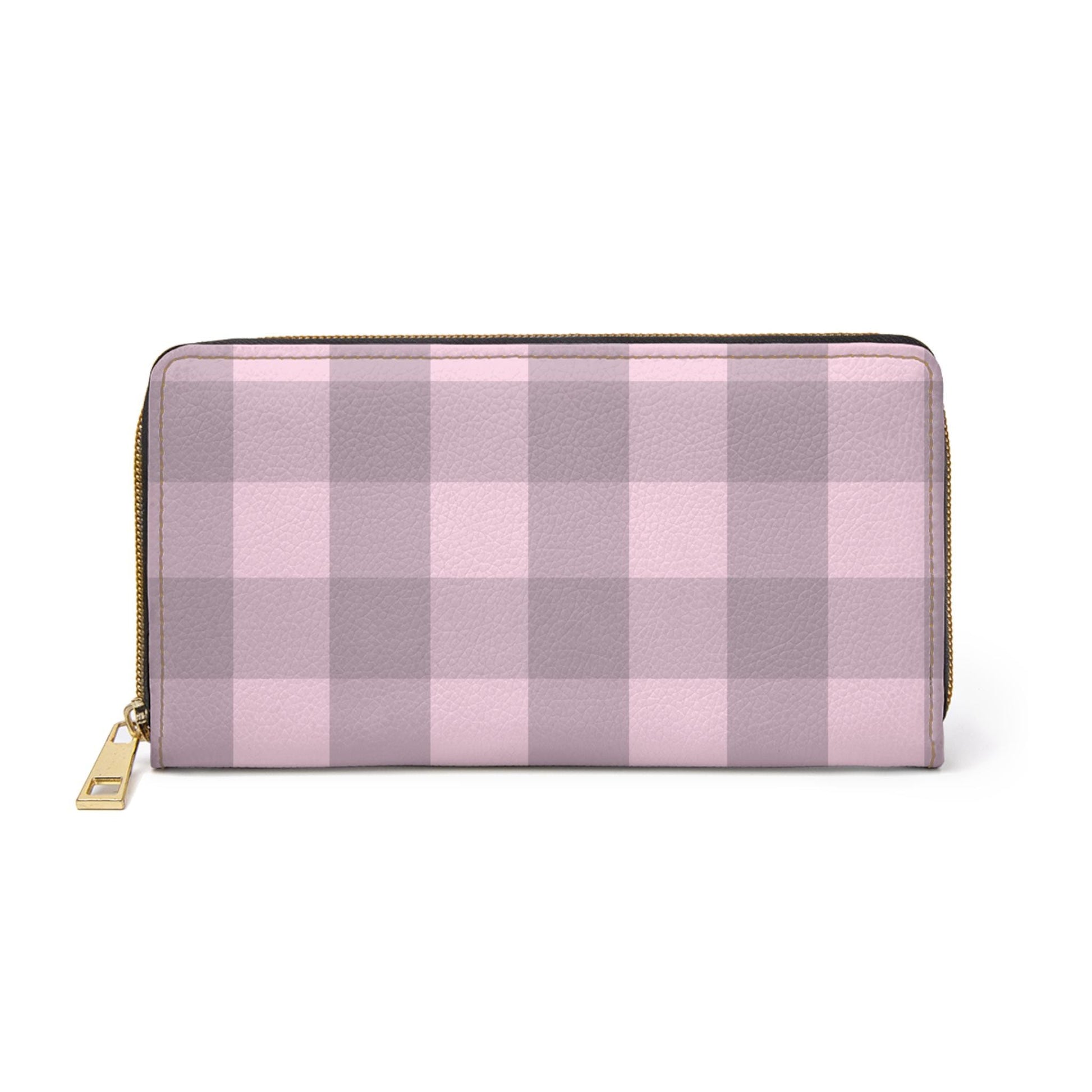 Chic Pink Plaid Zipper Wallet, Women's Accessories, Cute Organizer, Birthday Gift, Everyday Use, Stylish Purse - A Kingdom Lifestyle